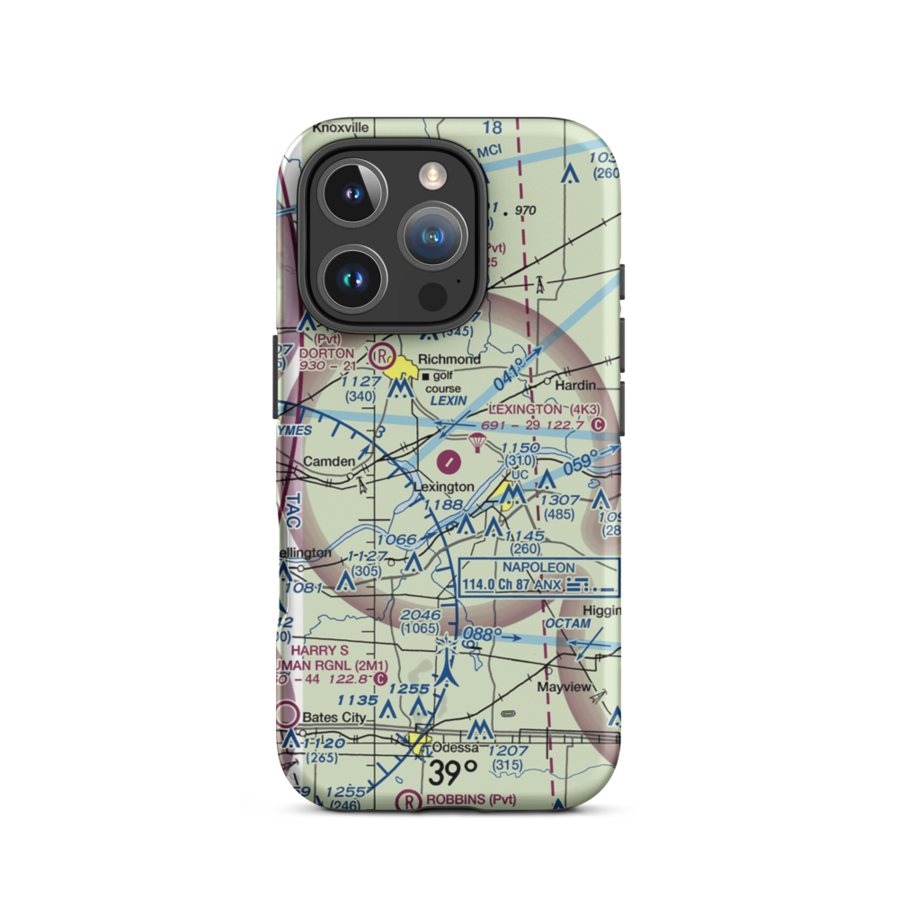 Lexington Municipal Airport (4K3) VFR Sectional  Tough iPhone Case iPhone 16 Pro model shown