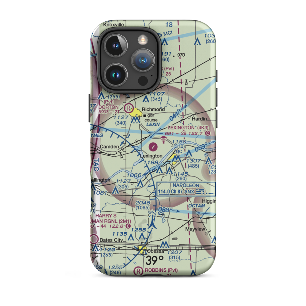 Lexington Municipal Airport (4K3) VFR Sectional  Tough iPhone Case iPhone 16 Pro Max model shown