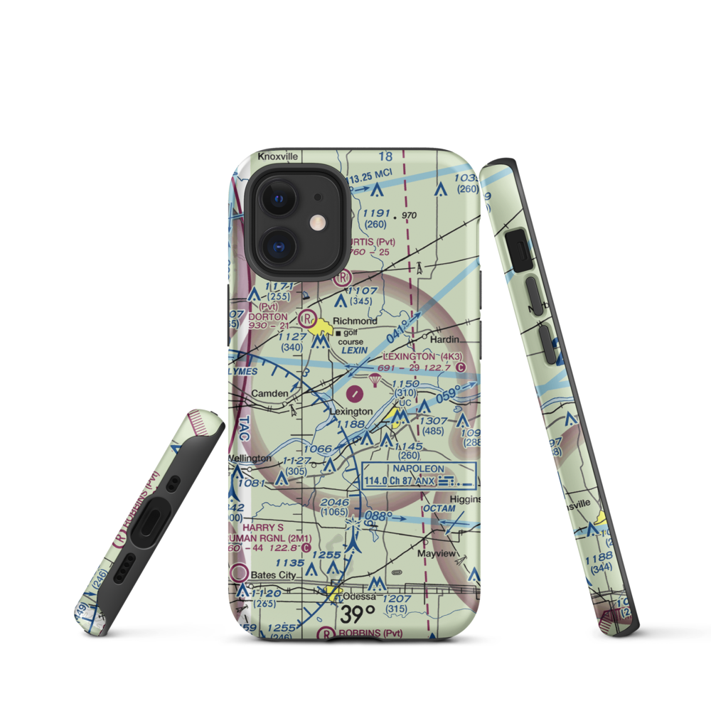 Lexington Municipal Airport (4K3) VFR Sectional  Tough iPhone Case iPhone 12 mini model shown