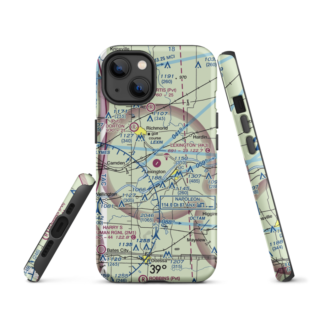 Lexington Municipal Airport (4K3) VFR Sectional  Tough iPhone Case iPhone 13 model shown