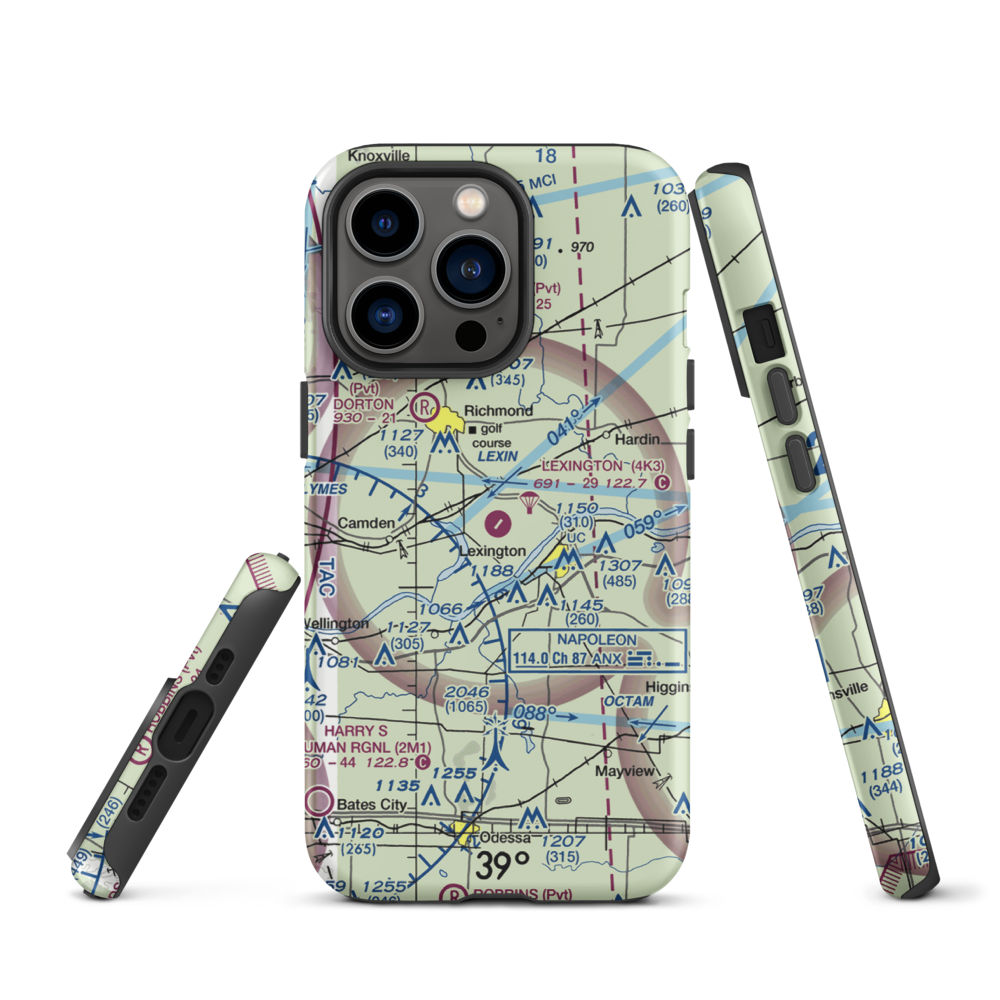 Lexington Municipal Airport (4K3) VFR Sectional  Tough iPhone Case iPhone 13 Pro model shown