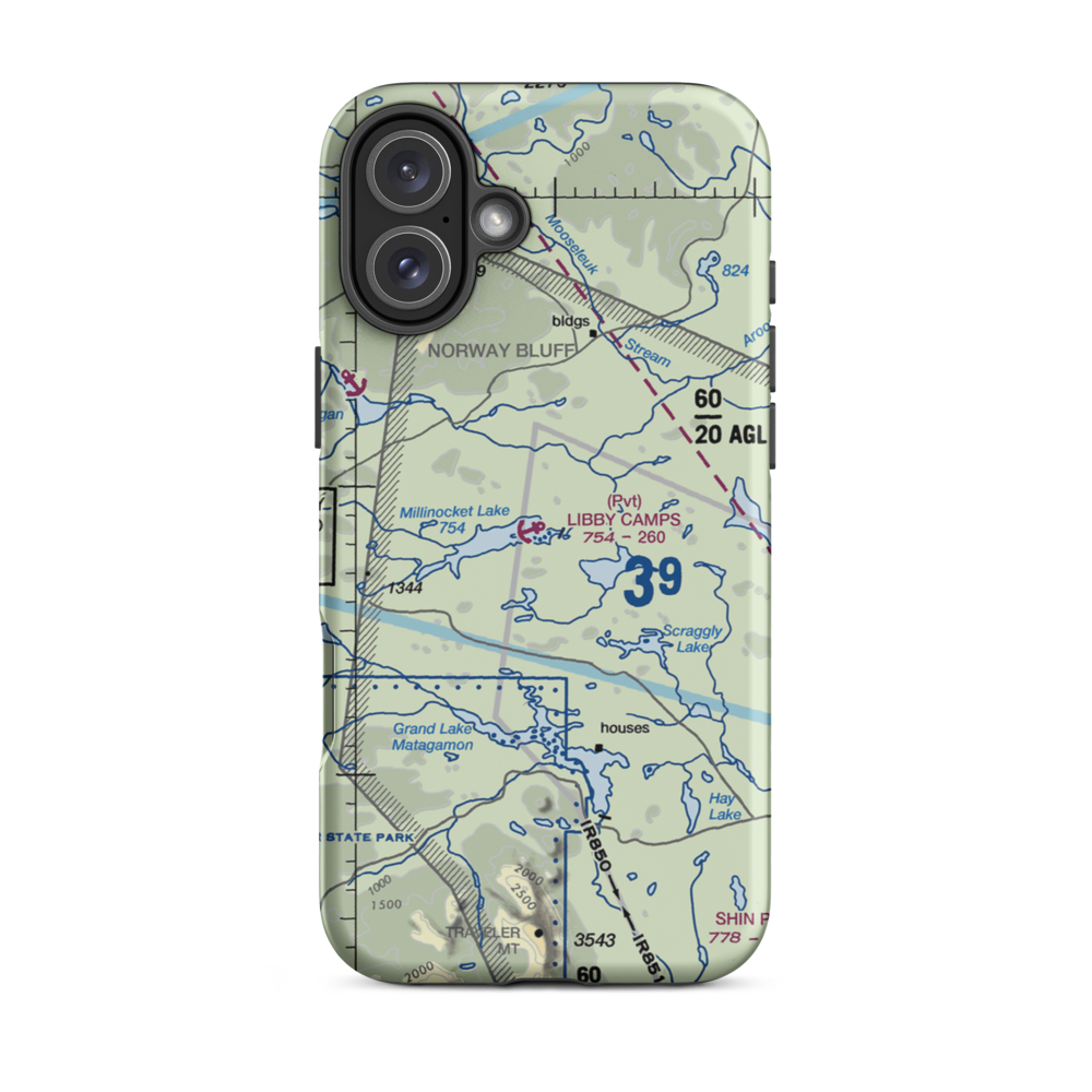 Libby Camps Seaplane Base (ME86) VFR Sectional  Tough iPhone Case iPhone 16 Plus model shown