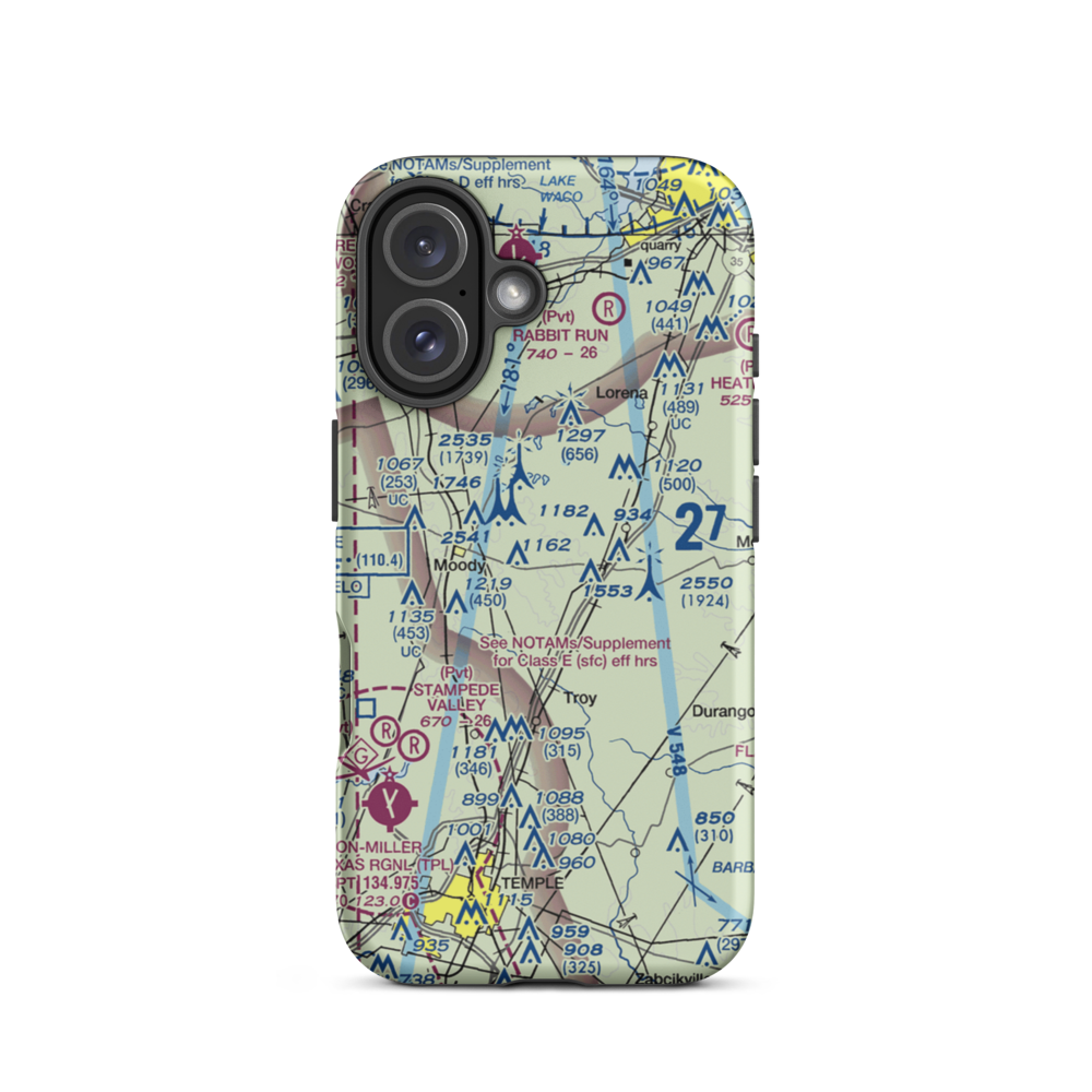 Liberty Hill International Airport (TS29) VFR Sectional  Tough iPhone Case iPhone 16 model shown