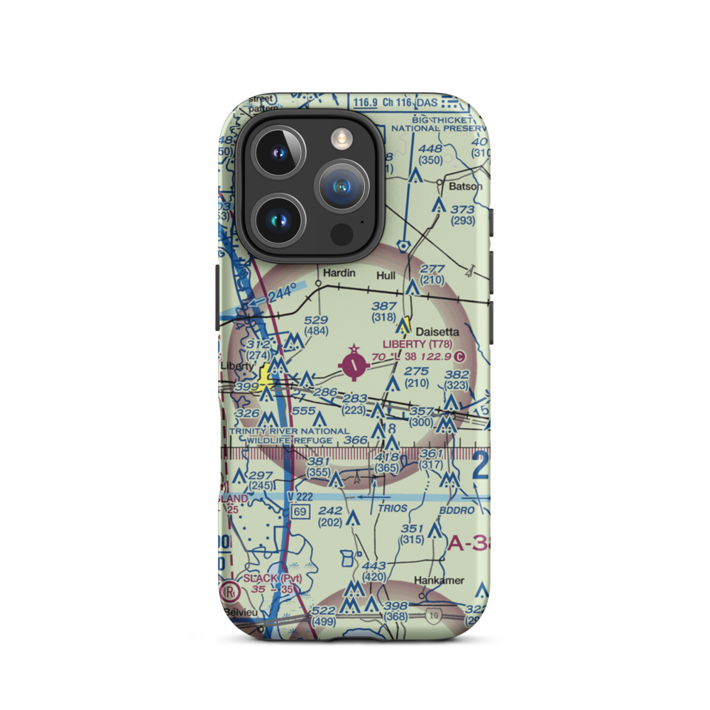 Liberty Municipal Airport (T78) VFR Sectional  Tough iPhone Case iPhone 16 Pro model shown