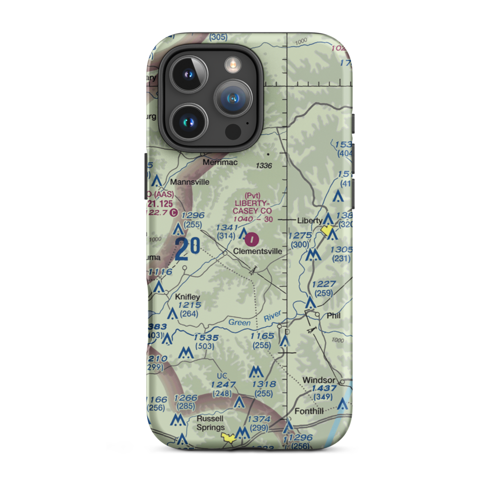 Liberty-Casey County Airport (53KT) VFR Sectional  Tough iPhone Case iPhone 16 Pro Max model shown