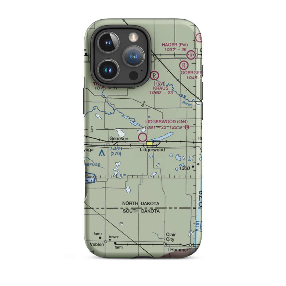 Lidgerwood Municipal Airport (4N4) VFR Sectional  Tough iPhone Case iPhone 16 Pro Max model shown