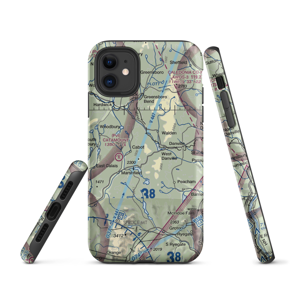 Lightning Bolt Field Airport (04VT) VFR Sectional  Tough iPhone Case iPhone 11 model shown