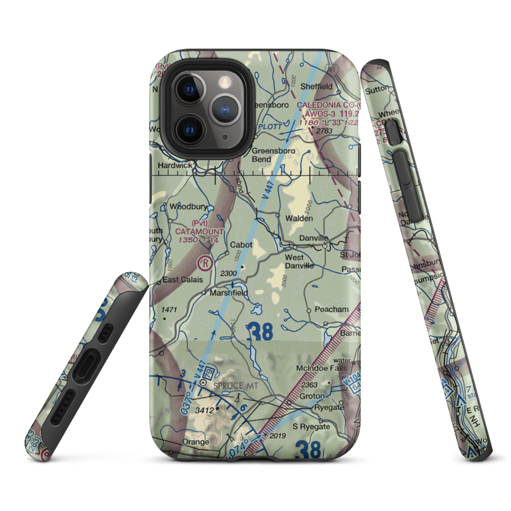 Lightning Bolt Field Airport (04VT) VFR Sectional  Tough iPhone Case iPhone 11 Pro model shown