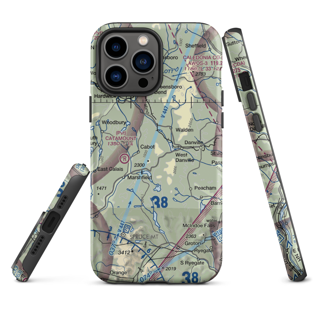Lightning Bolt Field Airport (04VT) VFR Sectional  Tough iPhone Case iPhone 13 Pro Max model shown