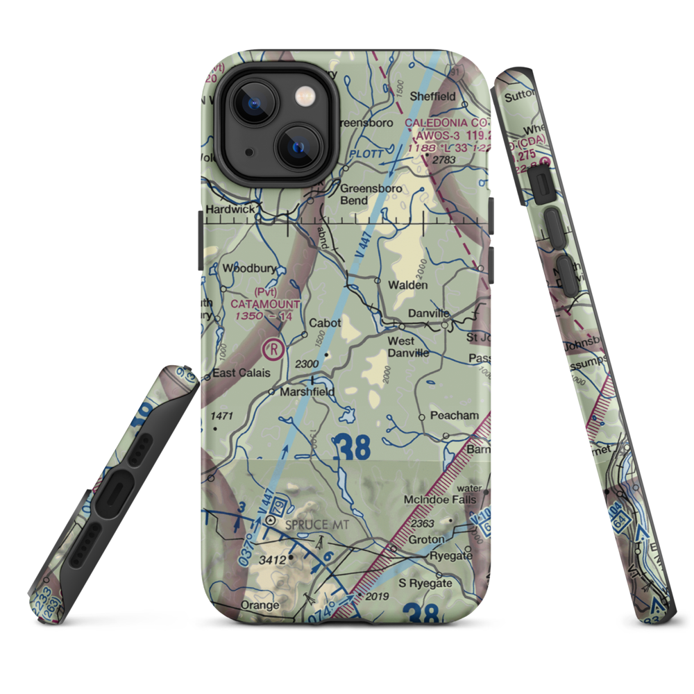 Lightning Bolt Field Airport (04VT) VFR Sectional  Tough iPhone Case iPhone 14 Plus model shown