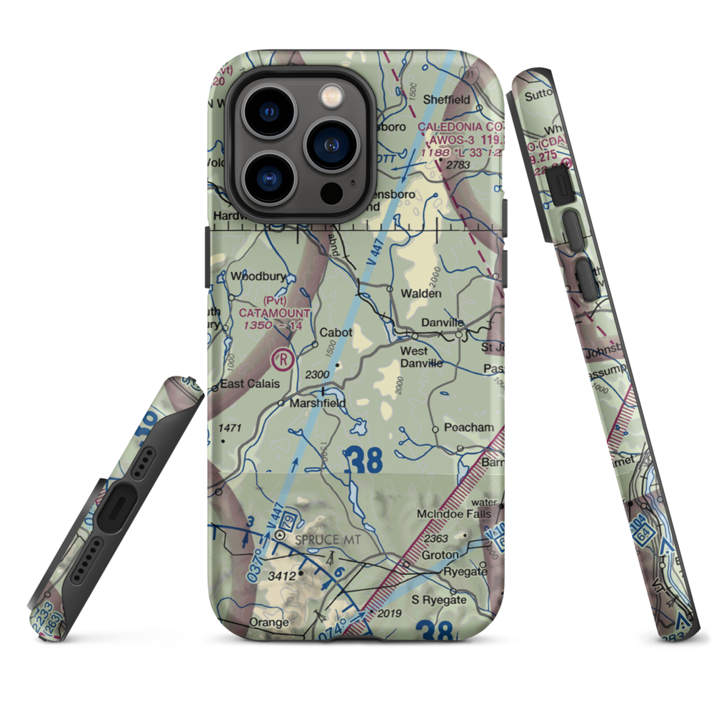 Lightning Bolt Field Airport (04VT) VFR Sectional  Tough iPhone Case iPhone 14 Pro Max model shown