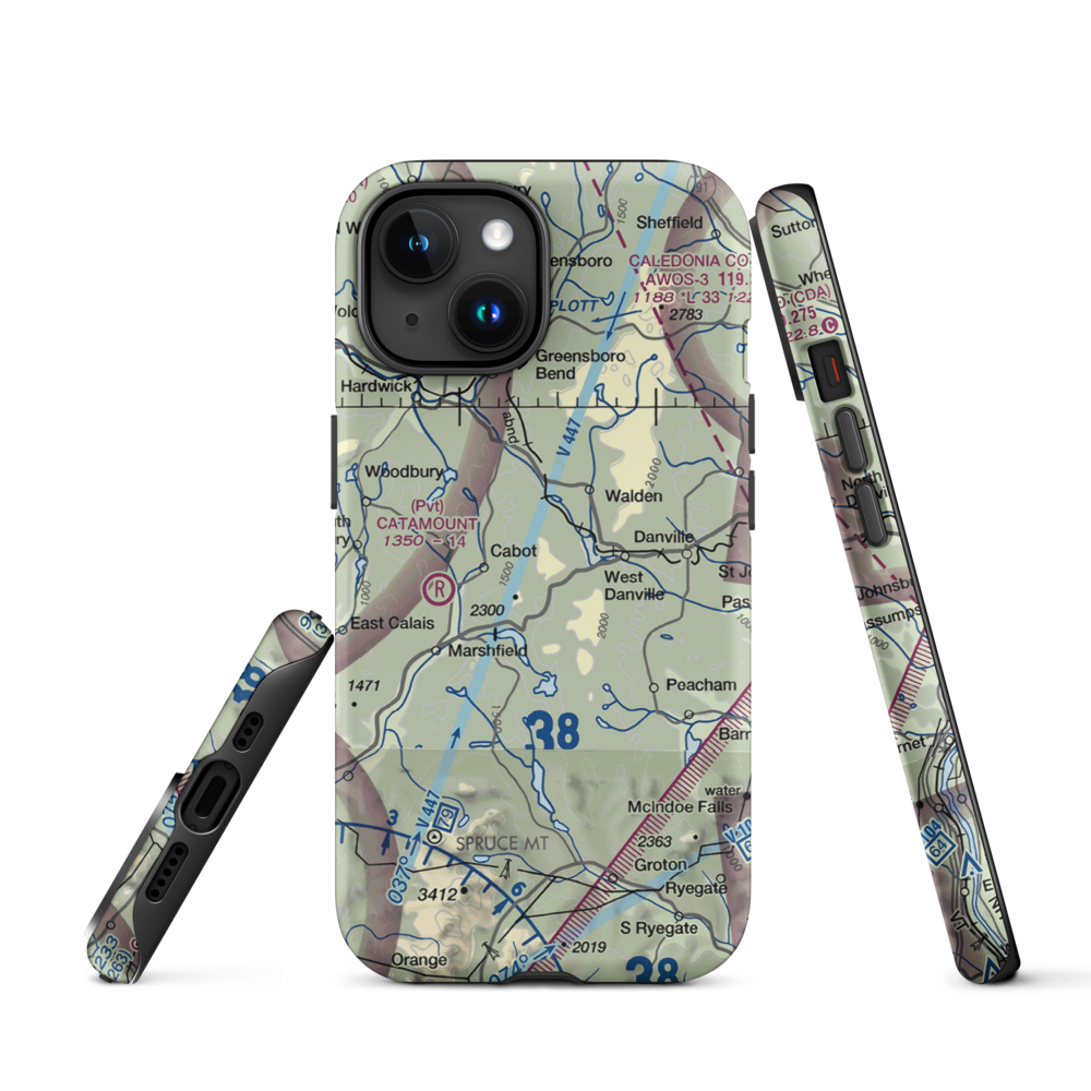 Lightning Bolt Field Airport (04VT) VFR Sectional  Tough iPhone Case iPhone 15 model shown