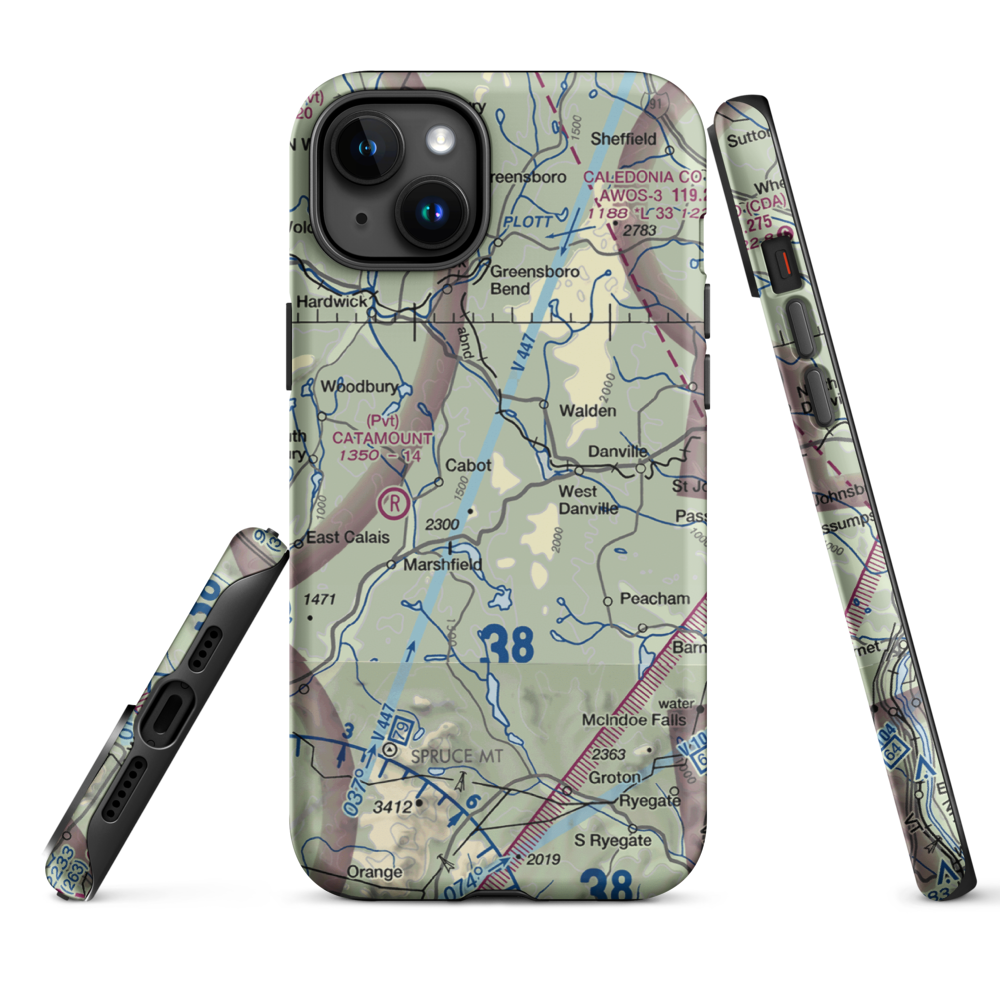 Lightning Bolt Field Airport (04VT) VFR Sectional  Tough iPhone Case iPhone 15 Plus model shown