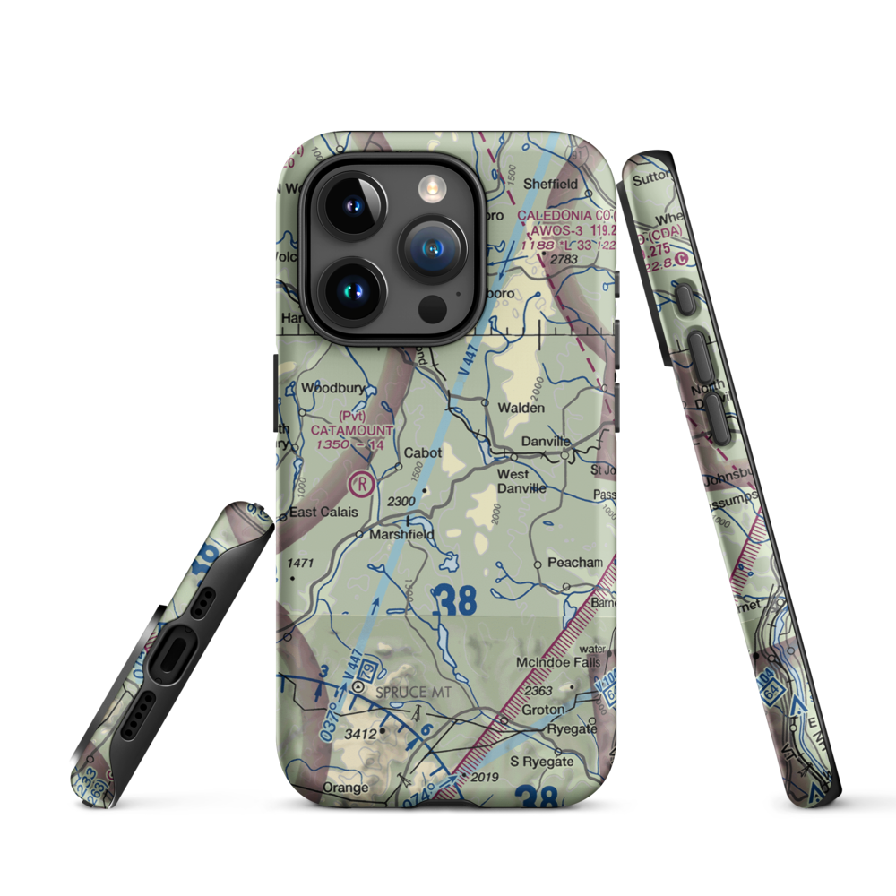 Lightning Bolt Field Airport (04VT) VFR Sectional  Tough iPhone Case iPhone 15 Pro model shown
