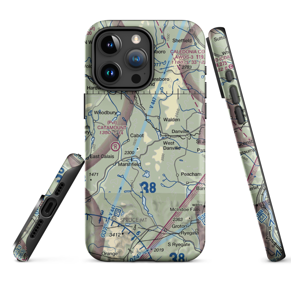 Lightning Bolt Field Airport (04VT) VFR Sectional  Tough iPhone Case iPhone 15 Pro Max model shown
