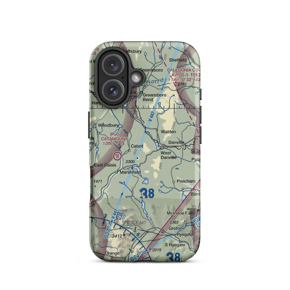 Lightning Bolt Field Airport (04VT) VFR Sectional  Tough iPhone Case iPhone 16 model shown