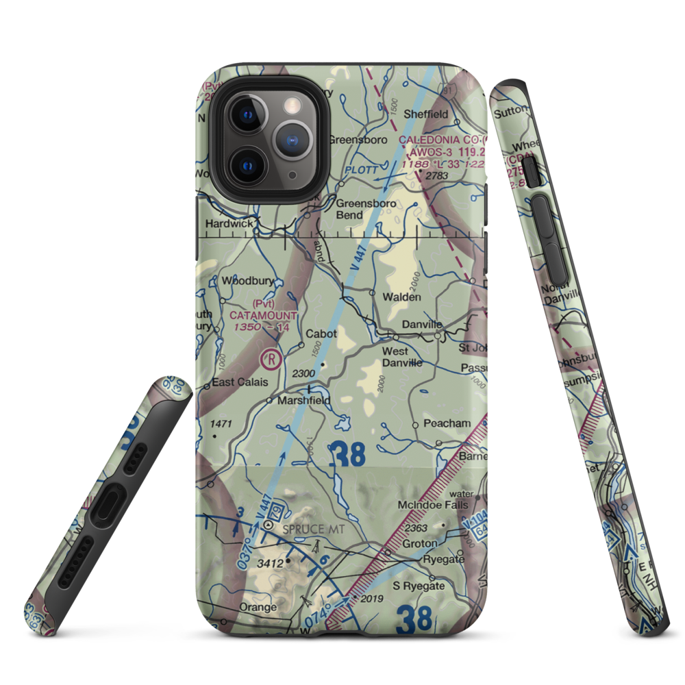 Lightning Bolt Field Airport (04VT) VFR Sectional  Tough iPhone Case iPhone 11 Pro Max model shown