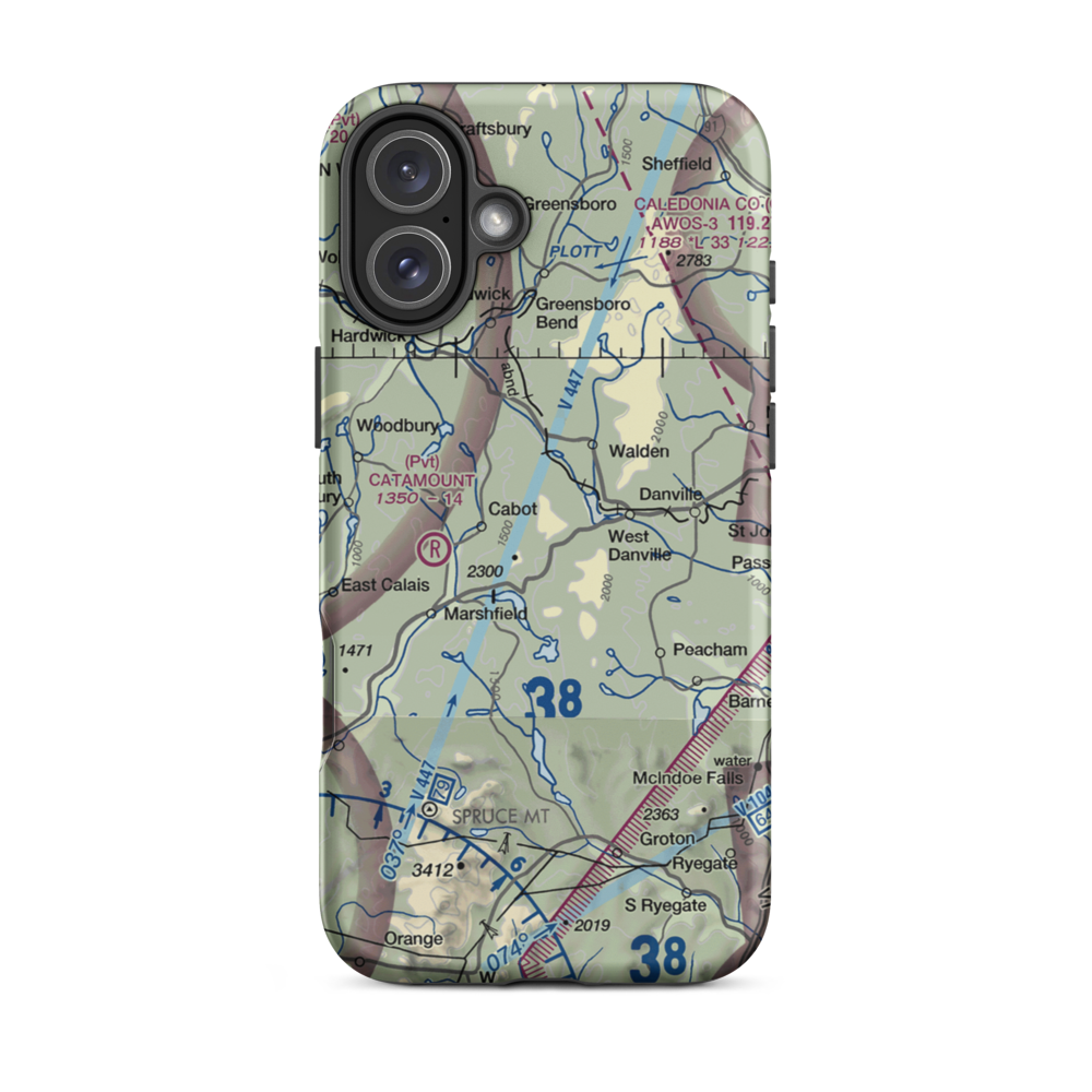Lightning Bolt Field Airport (04VT) VFR Sectional  Tough iPhone Case iPhone 16 Plus model shown
