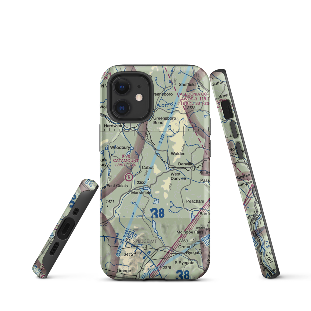Lightning Bolt Field Airport (04VT) VFR Sectional  Tough iPhone Case iPhone 12 mini model shown