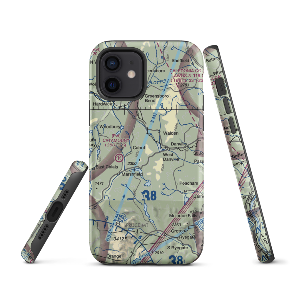 Lightning Bolt Field Airport (04VT) VFR Sectional  Tough iPhone Case iPhone 12 model shown