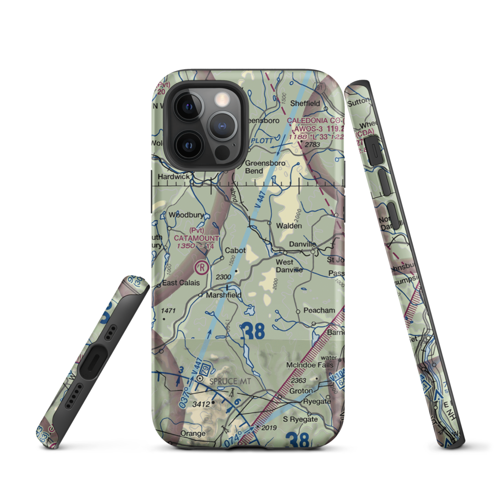 Lightning Bolt Field Airport (04VT) VFR Sectional  Tough iPhone Case iPhone 12 Pro model shown