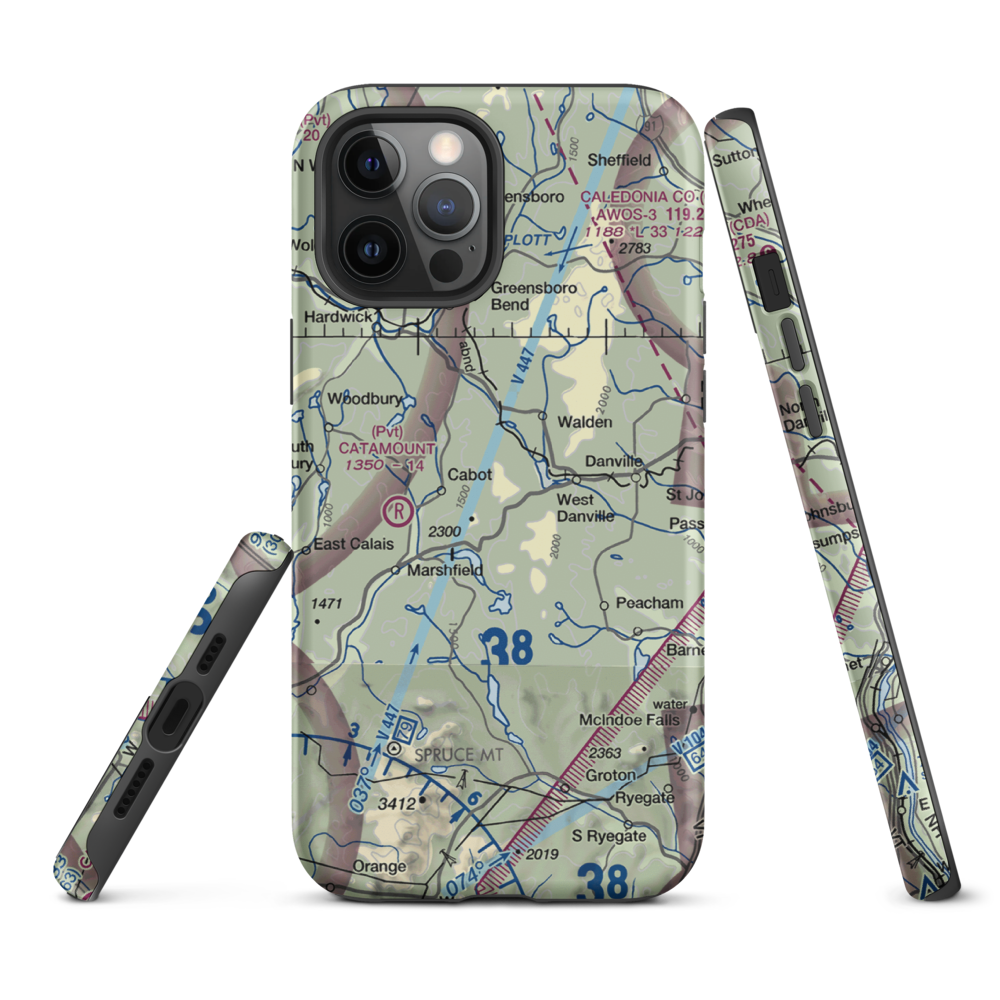 Lightning Bolt Field Airport (04VT) VFR Sectional  Tough iPhone Case iPhone 12 Pro Max model shown