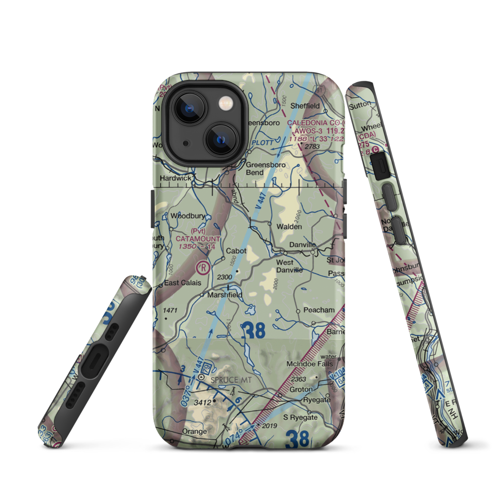 Lightning Bolt Field Airport (04VT) VFR Sectional  Tough iPhone Case iPhone 13 model shown