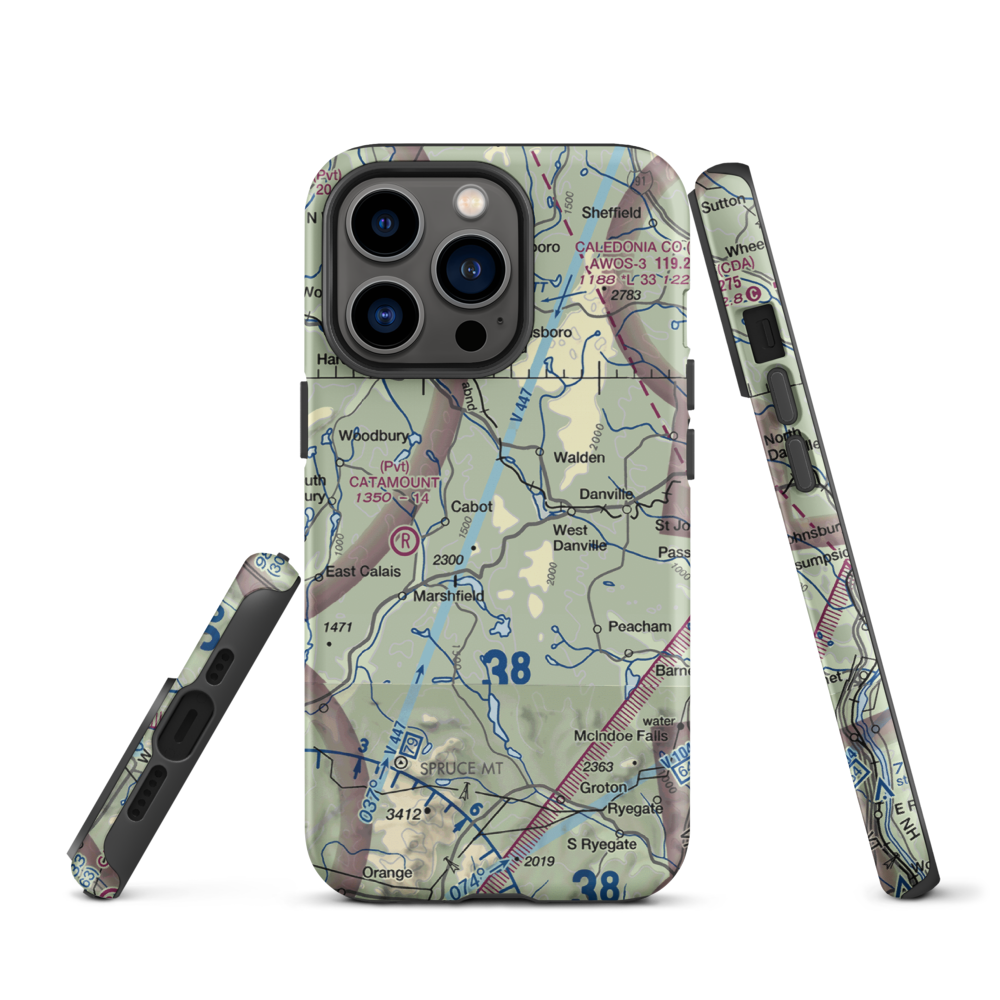 Lightning Bolt Field Airport (04VT) VFR Sectional  Tough iPhone Case iPhone 13 Pro model shown