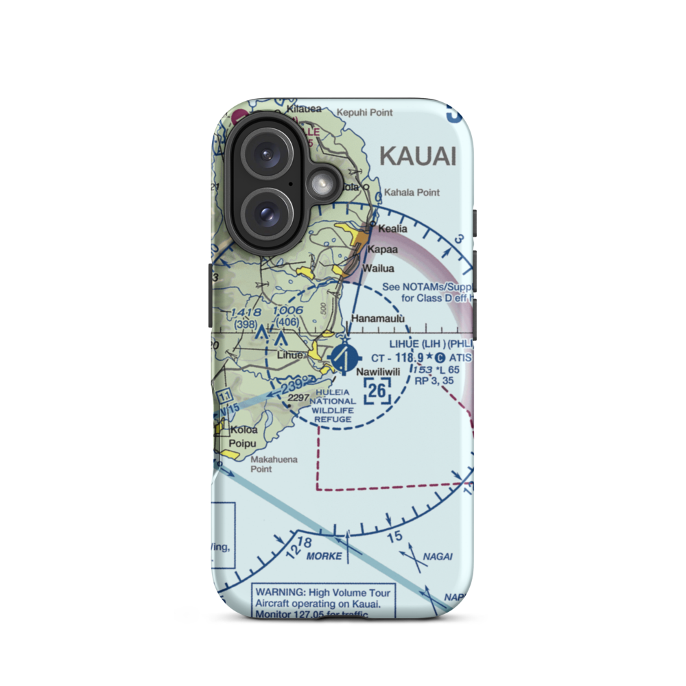 Lihue Airport (LIH) VFR Sectional  Tough iPhone Case iPhone 16 model shown