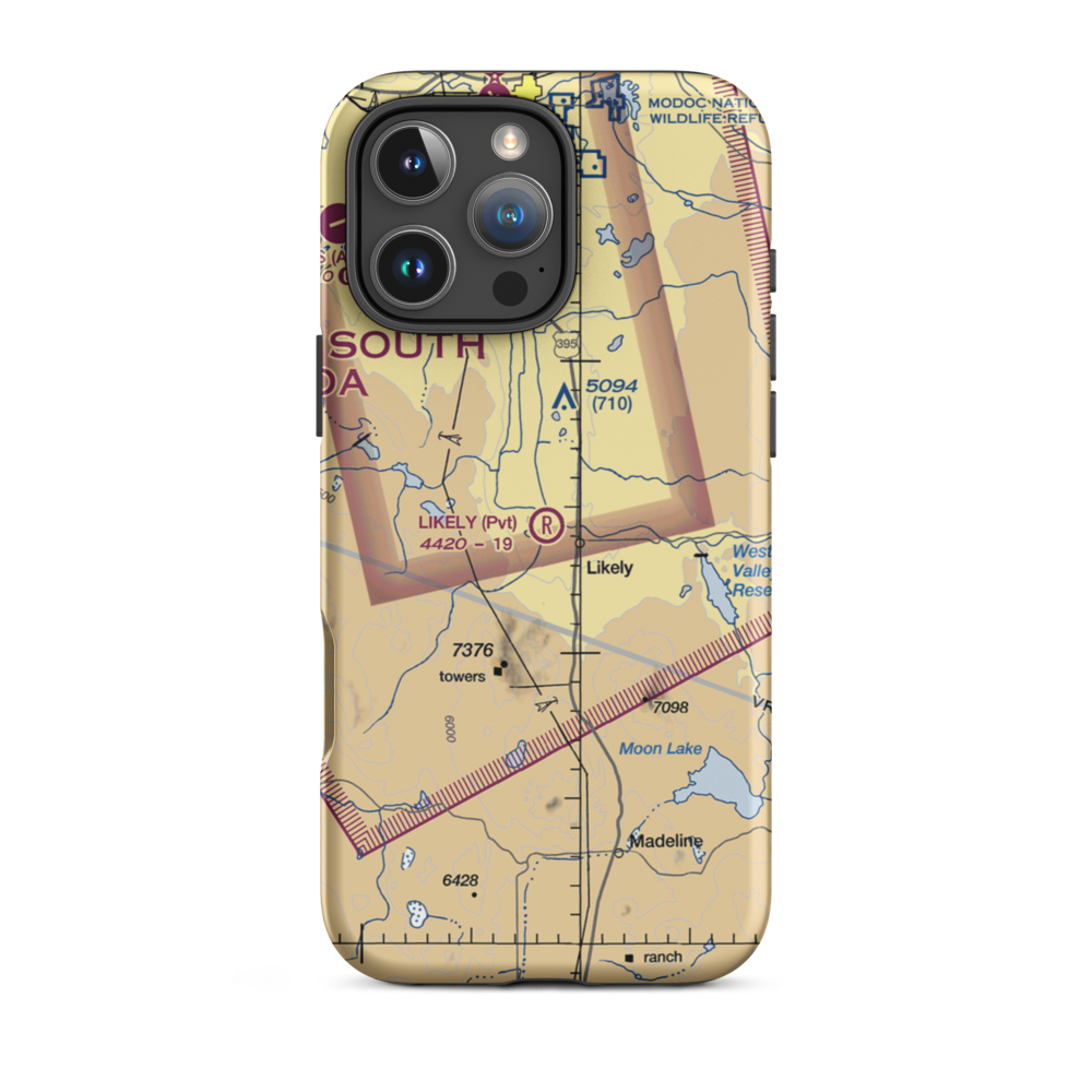 Likely Airport (9CL3) VFR Sectional  Tough iPhone Case iPhone 16 Pro Max model shown