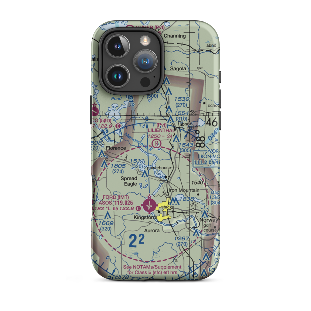 Lilienthal Airport (MI92) VFR Sectional  Tough iPhone Case iPhone 16 Pro Max model shown