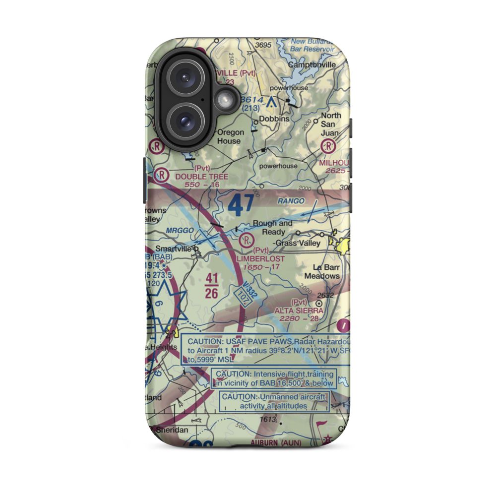 Limberlost Ranch Airport (CA21) VFR Sectional  Tough iPhone Case iPhone 16 Plus model shown