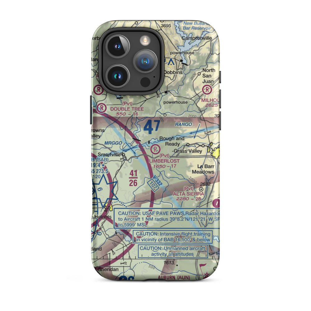 Limberlost Ranch Airport (CA21) VFR Sectional  Tough iPhone Case iPhone 16 Pro Max model shown