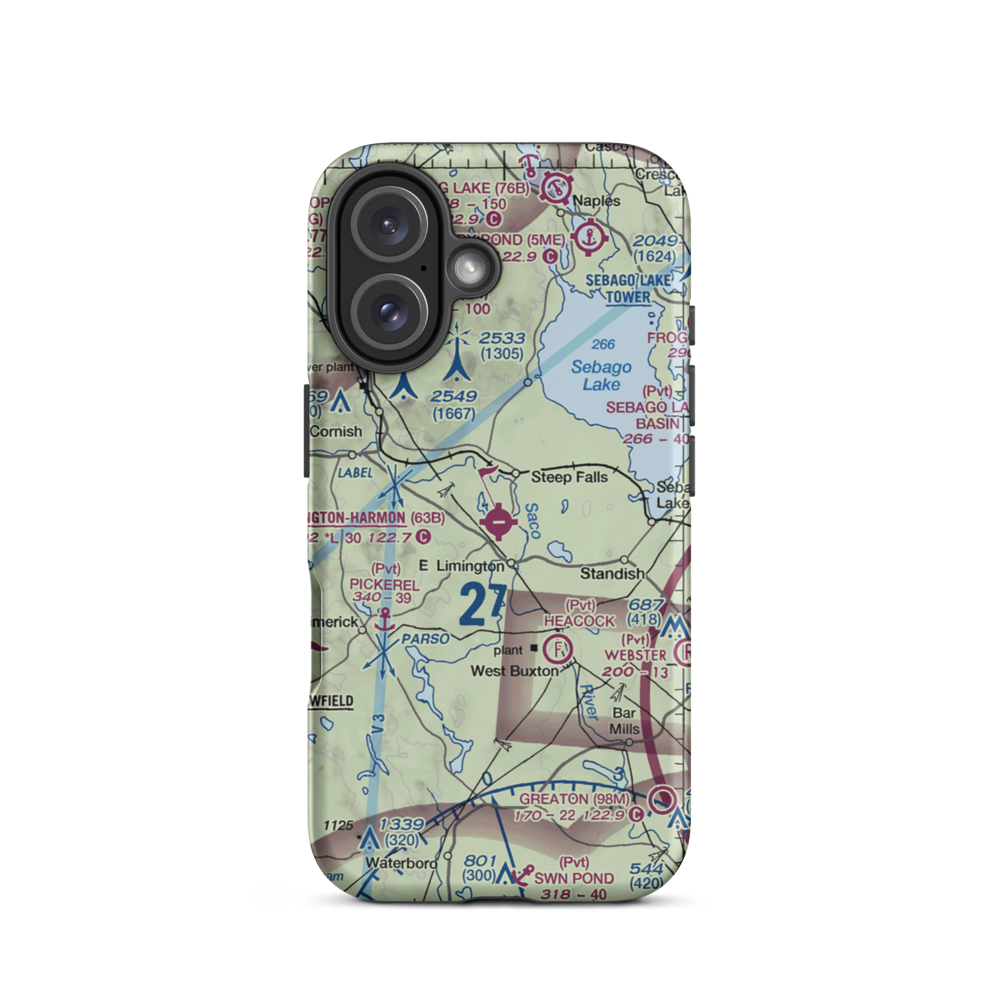 Limington Harmon Airport (63B) VFR Sectional  Tough iPhone Case iPhone 16 model shown