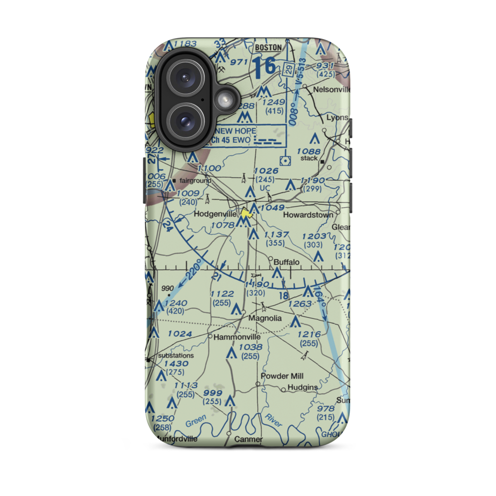 Lincoln Farm Airport (21KY) VFR Sectional  Tough iPhone Case iPhone 16 Plus model shown