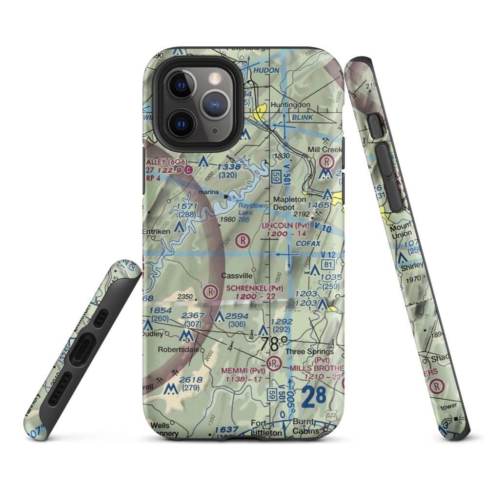 Lincoln Farms Airport (5PN8) VFR Sectional  Tough iPhone Case iPhone 11 Pro model shown