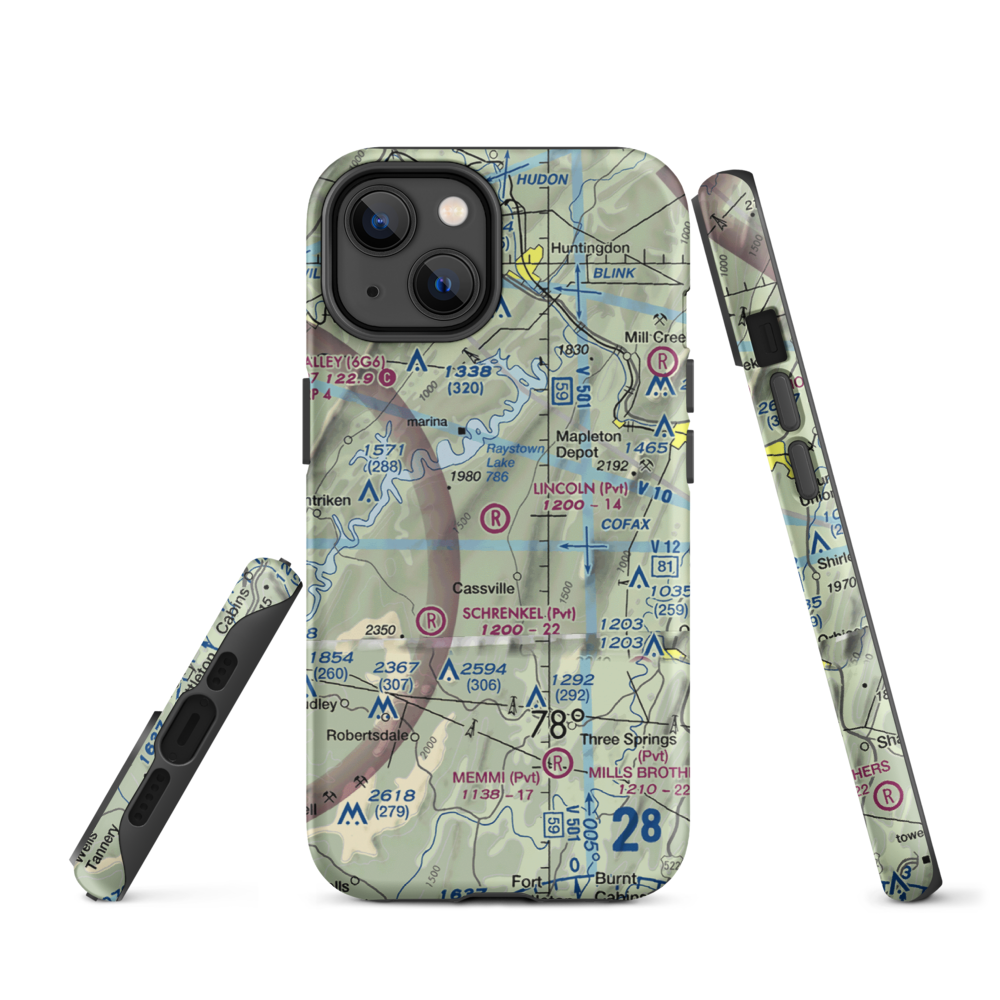 Lincoln Farms Airport (5PN8) VFR Sectional  Tough iPhone Case iPhone 14 model shown