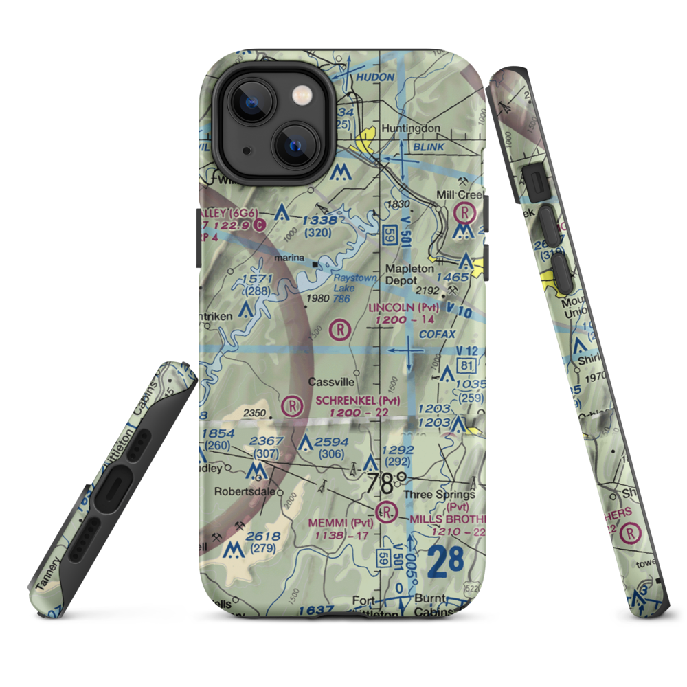 Lincoln Farms Airport (5PN8) VFR Sectional  Tough iPhone Case iPhone 14 Plus model shown