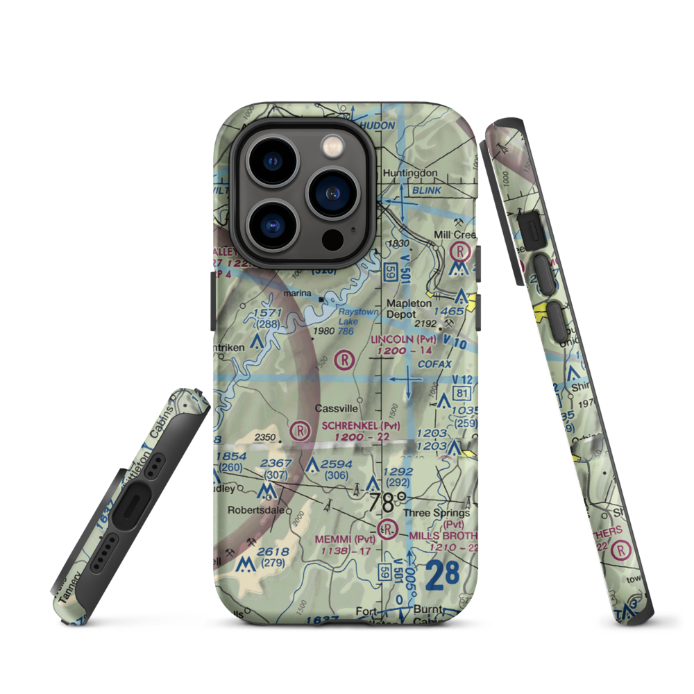 Lincoln Farms Airport (5PN8) VFR Sectional  Tough iPhone Case iPhone 14 Pro model shown