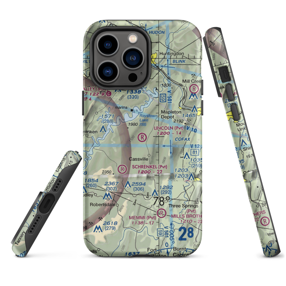 Lincoln Farms Airport (5PN8) VFR Sectional  Tough iPhone Case iPhone 14 Pro Max model shown