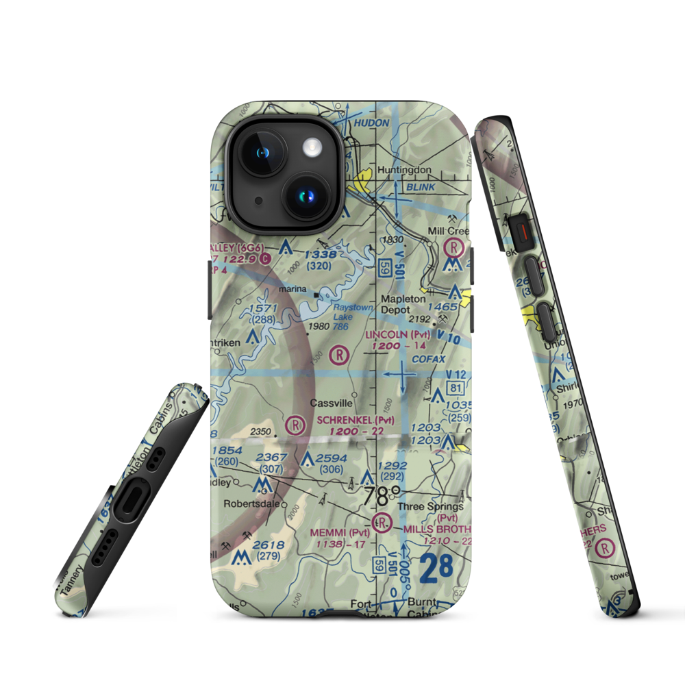 Lincoln Farms Airport (5PN8) VFR Sectional  Tough iPhone Case iPhone 15 model shown