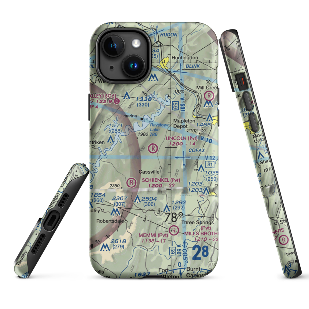 Lincoln Farms Airport (5PN8) VFR Sectional  Tough iPhone Case iPhone 15 Plus model shown
