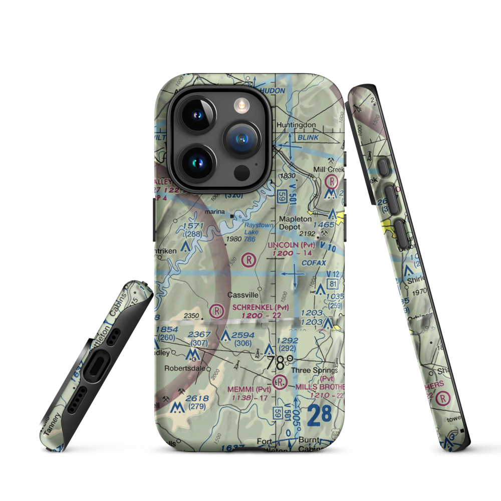 Lincoln Farms Airport (5PN8) VFR Sectional  Tough iPhone Case iPhone 15 Pro model shown