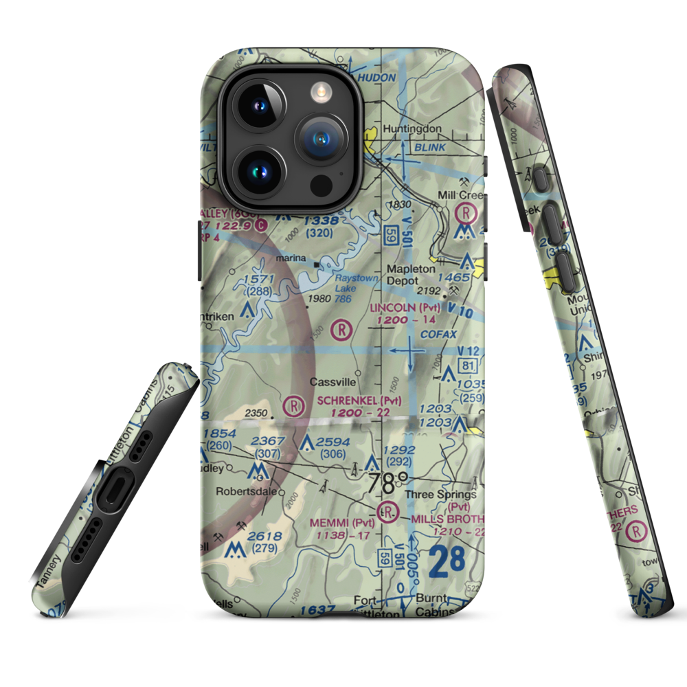 Lincoln Farms Airport (5PN8) VFR Sectional  Tough iPhone Case iPhone 15 Pro Max model shown