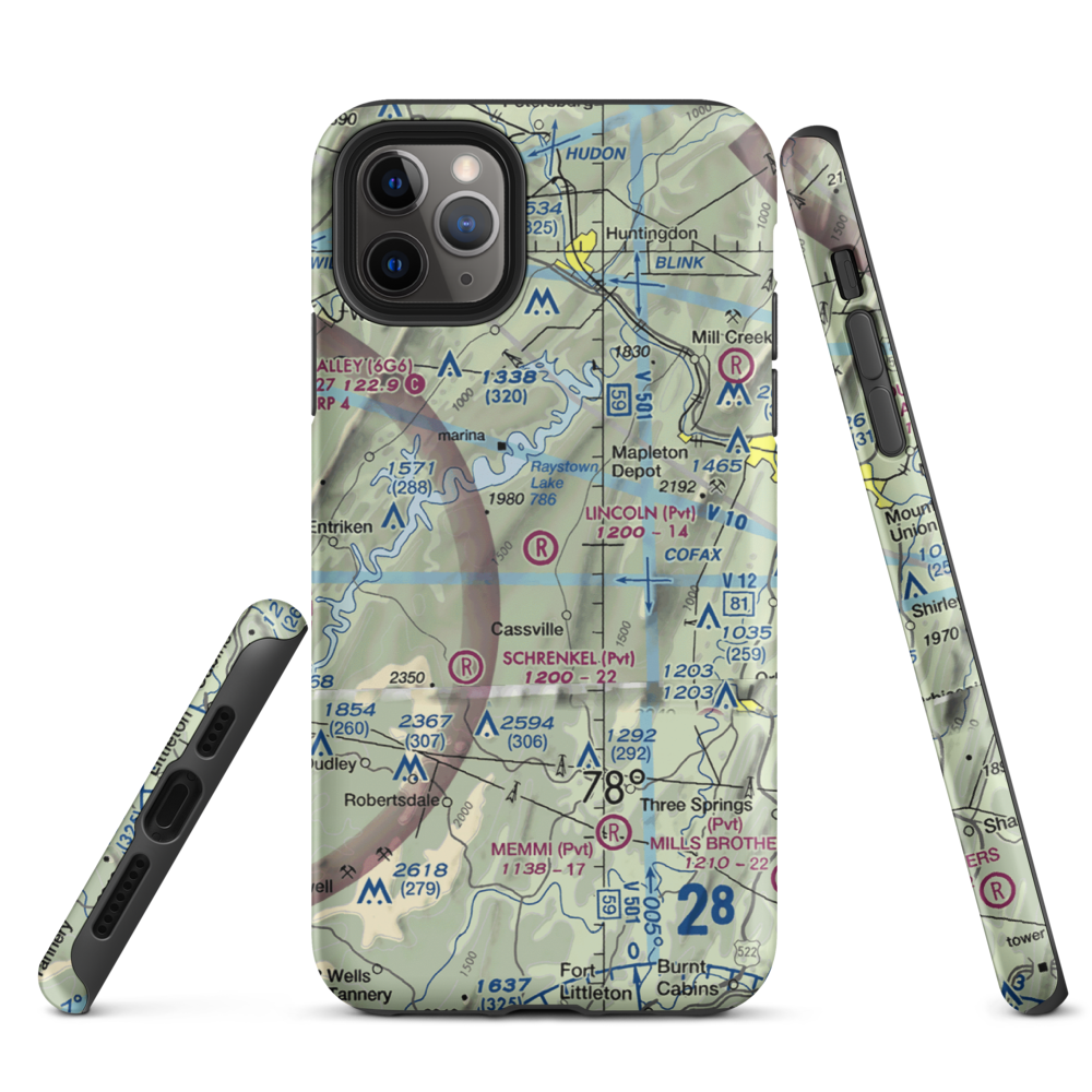 Lincoln Farms Airport (5PN8) VFR Sectional  Tough iPhone Case iPhone 11 Pro Max model shown