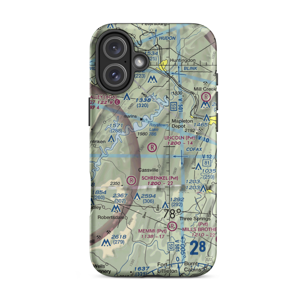 Lincoln Farms Airport (5PN8) VFR Sectional  Tough iPhone Case iPhone 16 Plus model shown