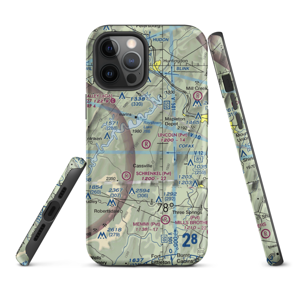 Lincoln Farms Airport (5PN8) VFR Sectional  Tough iPhone Case iPhone 12 Pro Max model shown