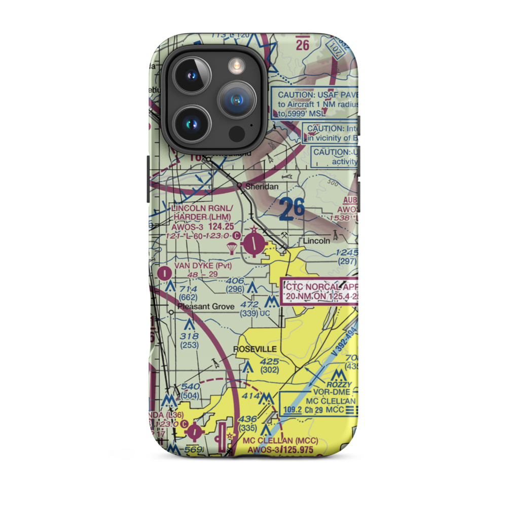 Lincoln Regional Karl Harder Field (LHM) VFR Sectional  Tough iPhone Case iPhone 16 Pro Max model shown