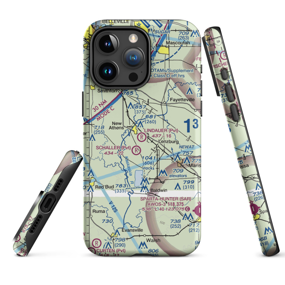 Lindauer Airport (83LL) VFR Sectional  Tough iPhone Case iPhone 15 Pro Max model shown
