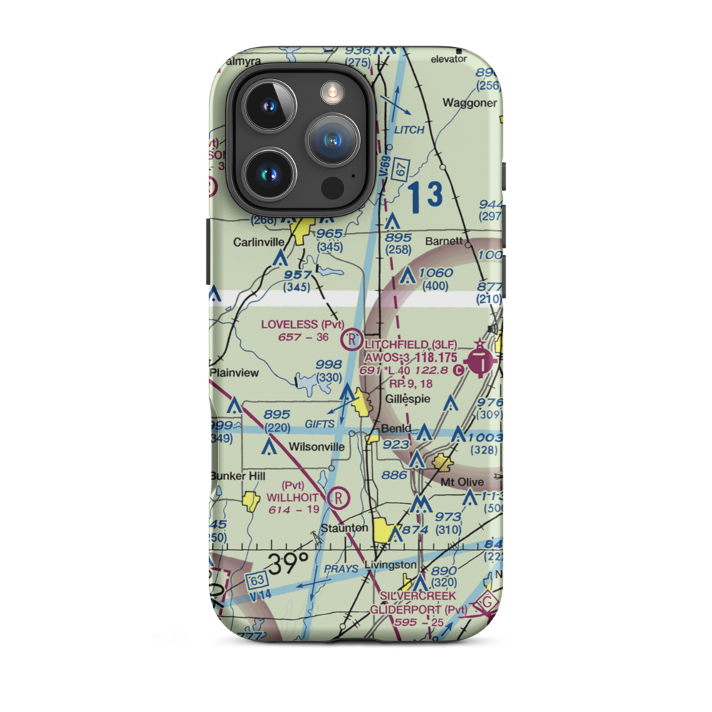 Lindell Loveless Airport (LL45) VFR Sectional  Tough iPhone Case iPhone 16 Pro Max model shown
